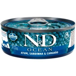 Ração Úmida Farmina N&D Ocean para Gatos Adultos Sabor Atum Sardinha e Camarão 0,07Kg
